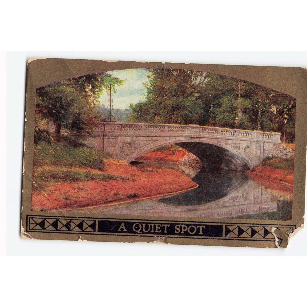 Vintage 1909 A Quiet Spot Postcard Stone Bridge Corydon IN 1c Franklin Stamp
